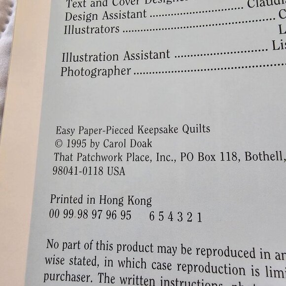 Easy Paper-Pieced Keepsake Quilts Book By Doak, Block & Alphabet, Vintage 1995 - Picture 3 of 10